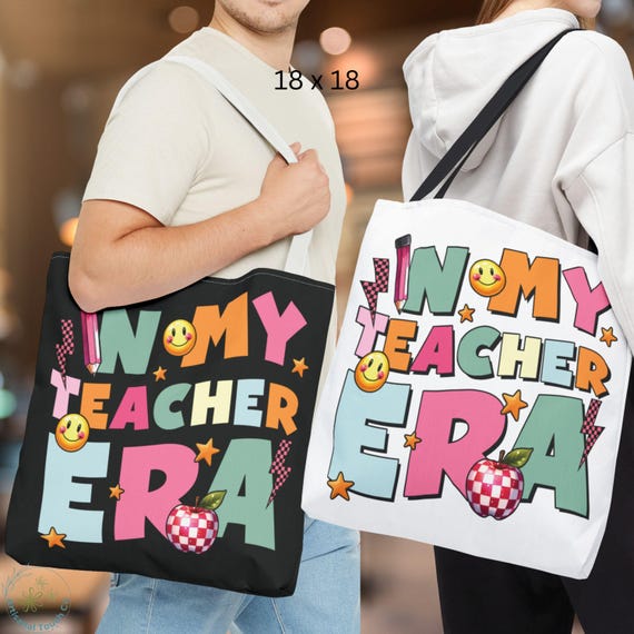 In My Teacher Era Tote Bag | Teacher Gift for Women | Back to School Bag | Cute Teacher Appreciation Tote | Retro Teacher Aesthetic
