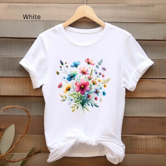 Boho Wildflower Bouquet, Bell Canvas T-Shirt, Garden , Floral Tee, Nature, Spring Summer T-Shirt, Gift for mom, Gardener  Floral aesthetic
