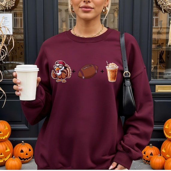Thanksgiving Football Coffee Sweatshirt: Cozy Turkey Day Crewneck