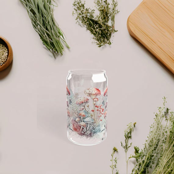 Whimsical Mushroom Sipper Glass, 16oz | Eco-Friendly Drinkware, Gift for Nature Lovers, Home Barware, Unique Party Favors