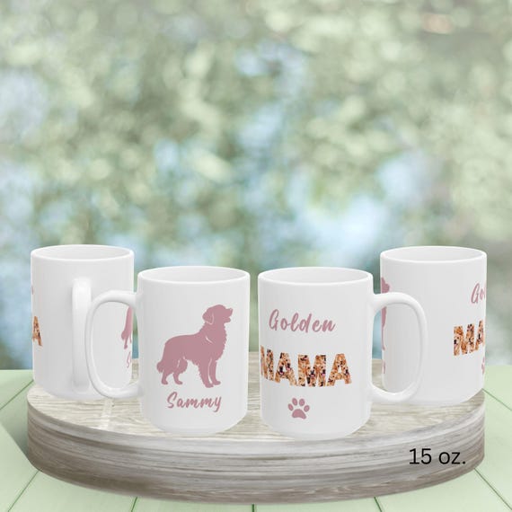 Golden Mama Mug,  Custom Dog Name,  Matching Dog Mom Shirt Gift, Golden Retriever Coffee Cup, Golden Retriever mom gift idea, Matching gift
