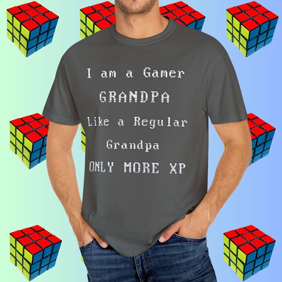 Grandpa Gamer T-Shirt - Retro Gaming Tee for Men, Comfort Colors Pepper, Funny Grandpa Gift, Video Game Shirt,  Gift for him, Gamer T-Shirt