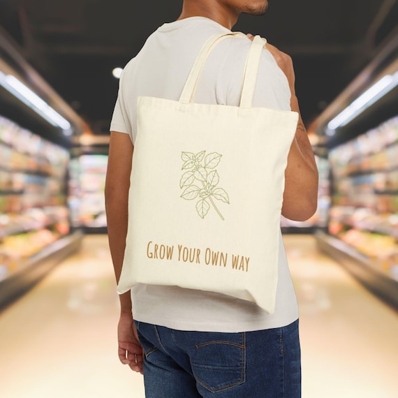 Grow Your Own Way Tote Bag | Botanical Canvas Tote | Homestead Aesthetic Bag | Eco-Friendly Market Tote | Gift for Garden Lovers