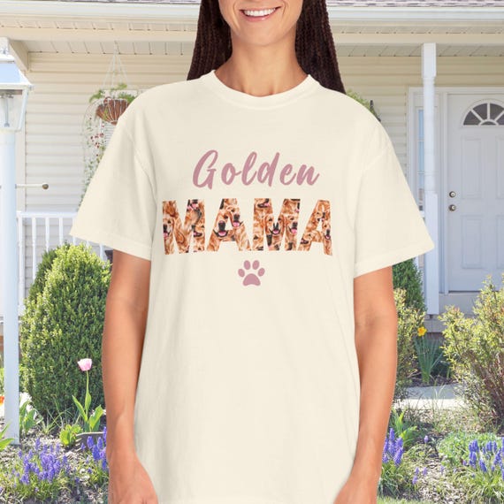 Golden Mama T-shirt, Cute Tee Gift, Dog Lover Tee, Casual tee for Dog Moms,  Golden Retriever T-Shirt, Golden Retriever Custom Parent gift,