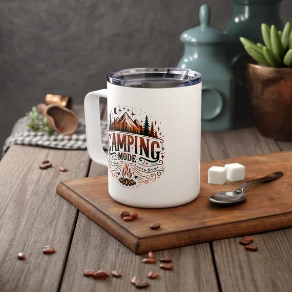 Adventure Awaits: 10oz Insulated Coffee Mug for Campers & Hiker Perfect Gift for Outdoor lovers, Christmas gift, gift for him/her, camping