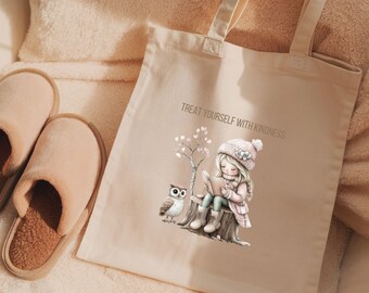 Self-Care Canvas Tote Bag | Inspirational Book Lover Gift