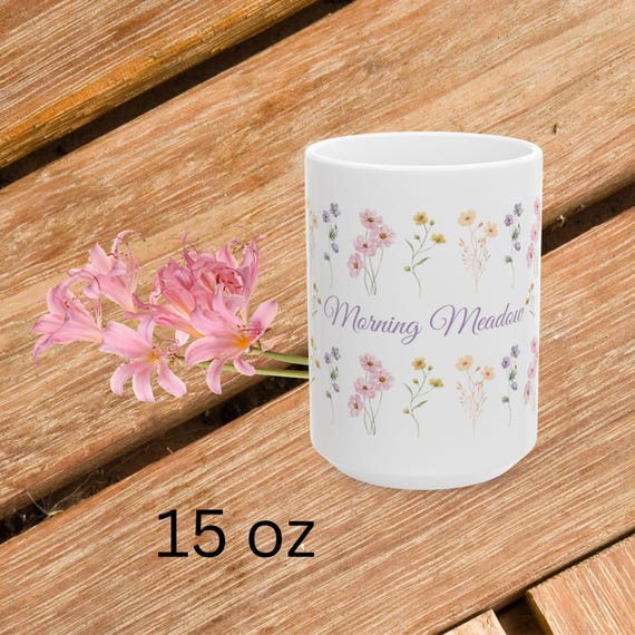 Bloom into Your Day with the Morning Meadow Floral Mug! Gift idea Birthday, Mother's day,  flower lovers, Coffee, Tea cup, Spring Décor,