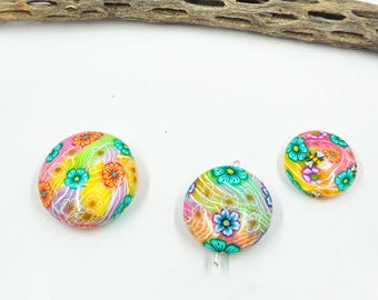 Polymer Clay "Bees and Flowers Focal Bead Set SRA SRAJD
