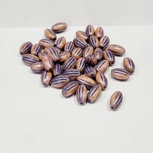Czech Glass Oval Melon Beads 14x8 Pink with a blue wash (pkg of 10)