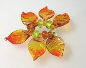 Autumn (Fall) colored Leaves  Handmade Lampwork Glass Beads SRA (set of 12) SRAJD  Team  LE Team