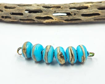 Turquoise Donut Set  Lampwork Bead Set SRA ....Spacers Not Included with Beads