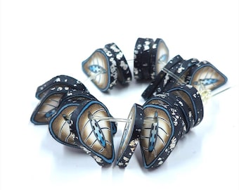 Bunches of Leaves (Brown, Turquoise, Ivory, Black. Polymer Clay