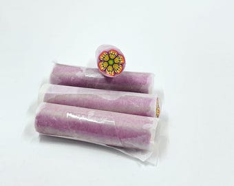 Polymer Clay &quot;Raw&quot; Fushcia, Orange, and Yellow Flower Cane