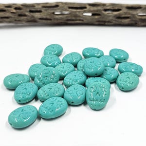 Czech Glass Beads VOODOO Skull Beads 16x13 Turquoise Pkg of 4