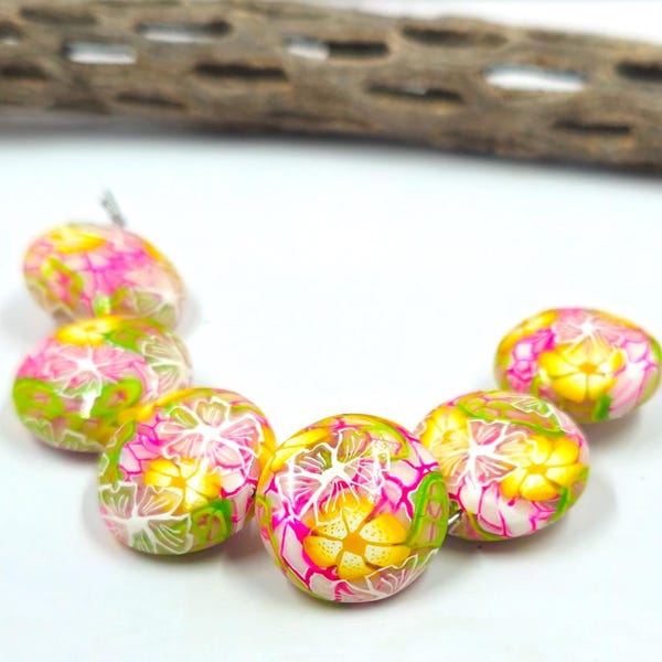 Polymer Clay Spring Flowers Bead Set SRA SRAJD