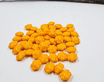 Czech Glass Beads -Folklore (Puffy) Flower Beads 11x11 orange Pkg of 10