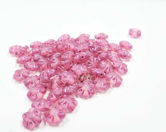 Czech Glass Beads -Folklore Flower Beads 11x11 Translucent pink with a Rose Wash Pkg of 10 version 2