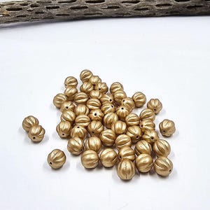 Czech Glass Beads &quot;Melon&quot; GOLD 8mm  Pkg of 10
