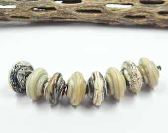 Organic Stubby Bicone  Set Lampwork Bead Set SRA ....Spacers not included with beads