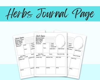 Printable Herb Journal Page: Botanical Grimoire Template (Digital Download)