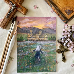 Late For Vespers in Persian | Monastery Religious Wall Decor | Sacred Home Art | Vintage Catholic Art Print