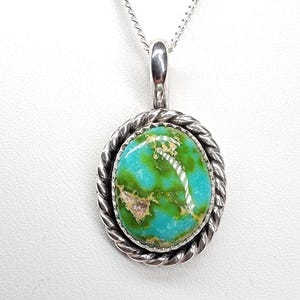 Handmade Turquoise Necklace by Nizhoni Silver • Sonoran Mountain Necklace with Chain • Perfect Gift for Her • Gift