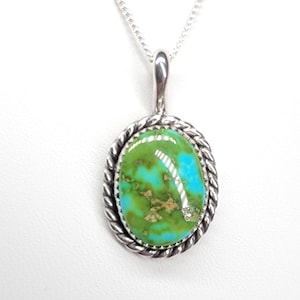 Handmade Turquoise Necklace by Nizhoni Silver • Sonoran Mountain Necklace with Chain • Perfect Gift for Her • Gift
