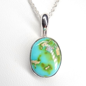 Handmade Turquoise Necklace by Nizhoni Silver • Sonoran Mountain Necklace with Chain • Perfect Gift for Her • Gift