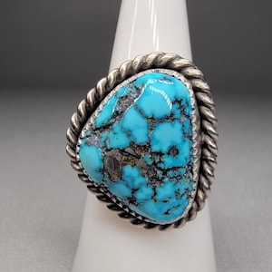 Kingman Turquoise Nugget Ring • Adjustable Size 7-9 US  • Natural American Turquoise • Old Kingman Nugget