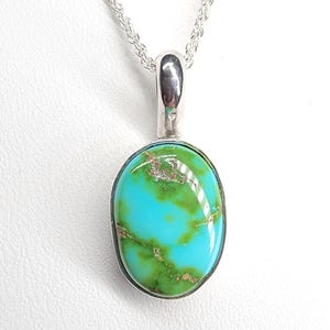 Handmade Turquoise Necklace by Nizhoni Silver • Sonoran Mountain Necklace with Chain • Perfect Gift for Her • Gift