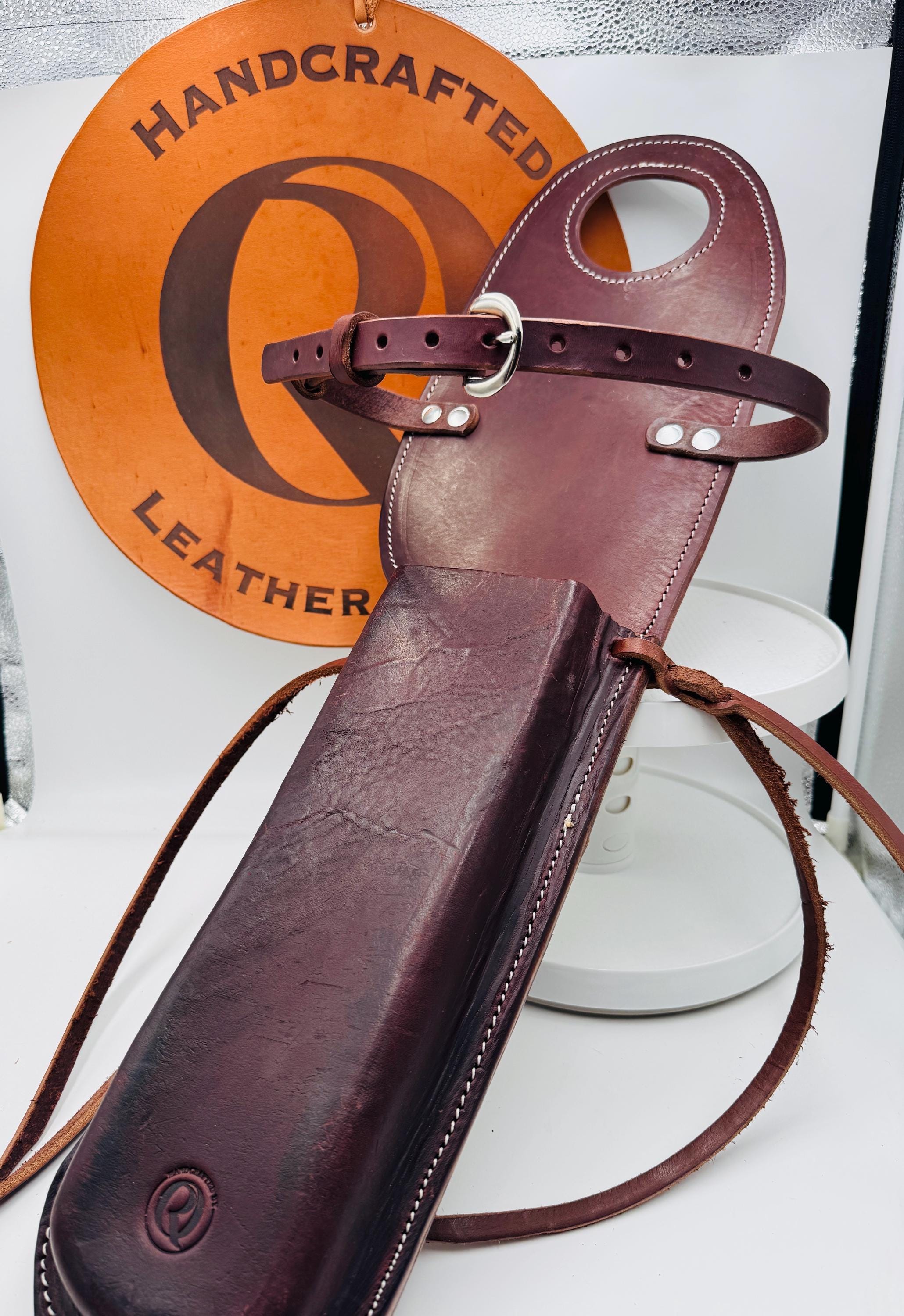 Pochette Sandwich Pour Selle De Cheval En Cuir Marron Foncé - Équitation Et Chasse