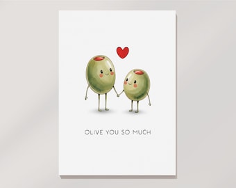 Olive You Card: Fun Printable Greeting Card (Digital Download)