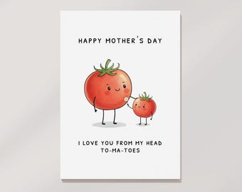 Moederdagkaart: leuke afdrukbare tomaatwenskaart (digitale download)