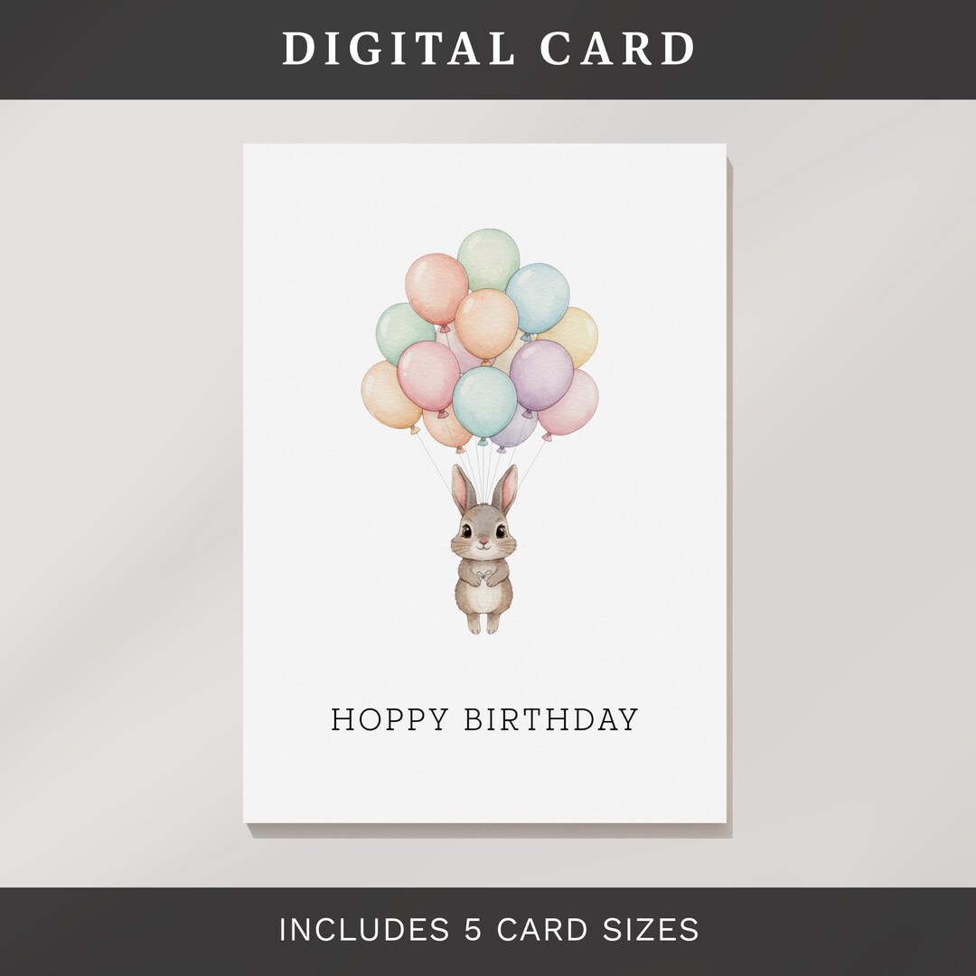 Rabbit Birthday Card: Printable Greeting Card (digital Download) - Etsy ...