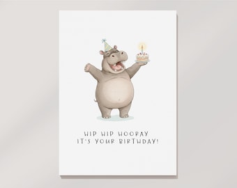 Hippo Birthday Card: Fun Printable Greeting Card (Digital Download)