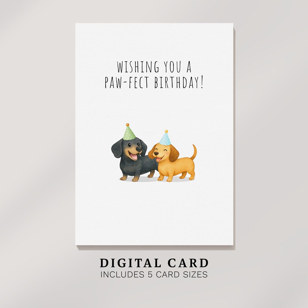 Dachshund Birthday Card: Fun Printable Dog Greeting (digital Download ...