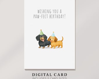 Printable Dachshund Dog Birthday Cake Card Editable on Corjl Happy ...