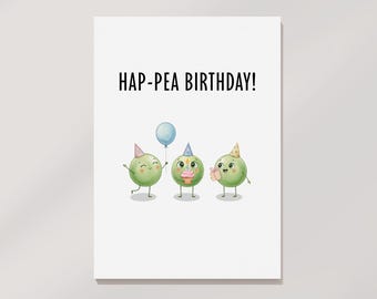 Hap-PEA-verjaardagskaart: leuke afdrukbare wenskaart (digitale download)