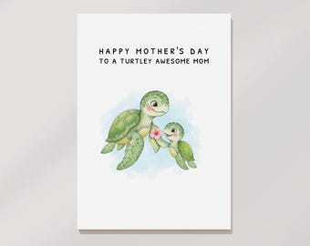 Moederdagkaart Turtle: leuke afdrukbare wenskaart (digitale download)