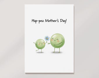 Hap-pea Moederdagkaart: leuke afdrukbare wenskaart (digitale download)