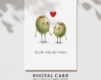 Tarjeta Olive You: Tarjeta de felicitación imprimible divertida (descarga digital)