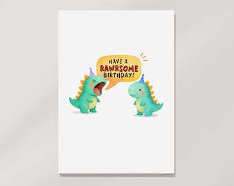 Dinosaur Birthday Card: Fun Printable Greeting Card (Digital Download)