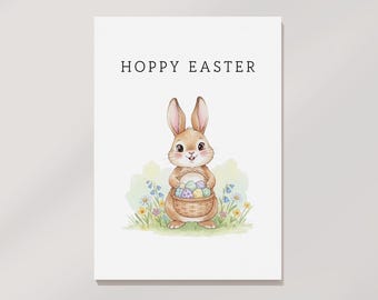 Paaskaart Bunny Rabbit: leuke afdrukbare wenskaart (digitale download)