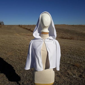 White Fleece Bridal Cape Shrug Capelet Hooded Veil Handfasting Winter Wedding