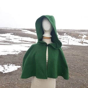 Green Fleece Halloween Capelet Hooded Cloak Adult Clothing Shrug Halloween Costume Christmas St Patrick&#39;s Day Cape