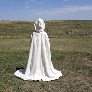 Ivory Cape Bridal Cloak Fleece Hooded Halloween Costume Wedding Renaissance Medieval