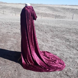 Wine Burgundy Velvet Wedding Cape Hooded Cloak Gothic Clothing Merlin Medieval Renaissance Costume Bridal Cape