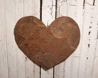Large Rusty Tin Heart Antique Tin Upcycled From Barn Roof Rustic Primitive Mother's Day Gift Valentine's Day Farmhouse Decor