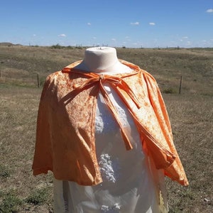 Orange Halloween Capelet Wedding Shrug Cape Renaissance Clothing Superhero Fantasy Bridal Cape