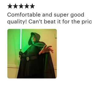Black Cloak Hooded Fleece Cape Halloween Costume Renaissance Medieval Clothing Gothic Steampunk image 9